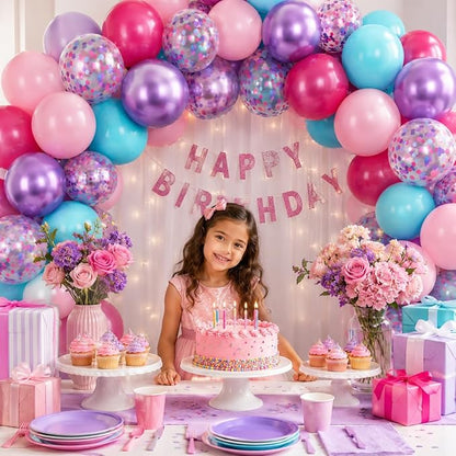 Metallic Chrome Purple Pearl Pink Maca Teal Blue Latex Balloons - Image 3