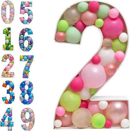 Mosaic Balloon Frame Numbers 2 Pre-Cut Large Foam Board Sign Cut-Out by JoyBoxDesign