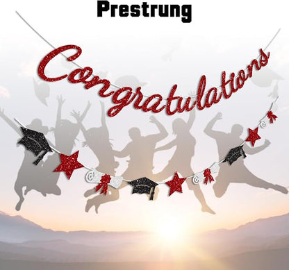 Congratulations Banner Red and Black Graduation Decorations Class of 2026 - Image 2