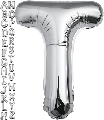 40 inch Silver Letter T Balloon, Big Size Alphabet Foil Mylar Helium Balloons by VHUWE