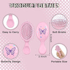12 Pcs Butterfly Mini Detangler Brush, Mini Travel Hair Brush, Bristles Plastic Detangling Brush,No Tangle Soft Flexible Bristles for Straight, Curly, Thick Hair for Party Gift