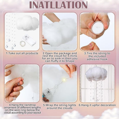 Marsui Artificial Cloud Props LED Hanging Cloud Light String Fake Imitation 3D - Image 5