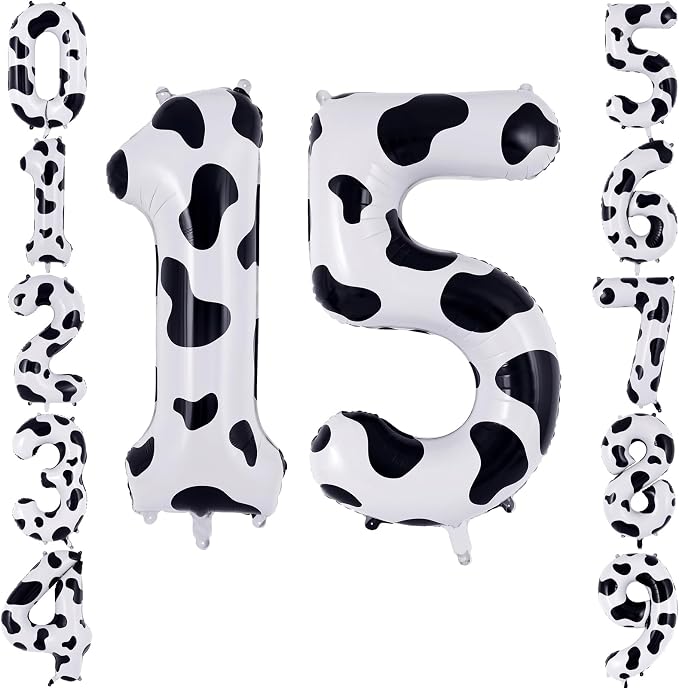 40 Inch Cow Print Number 15 Balloon by TNCDJKPA