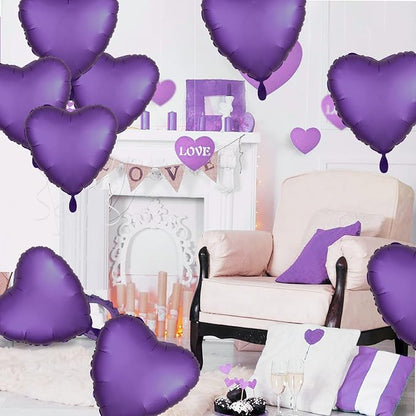 Purple Heart Balloon, 18inch Metallic Purple Heart Shape Foil Balloons - Image 5