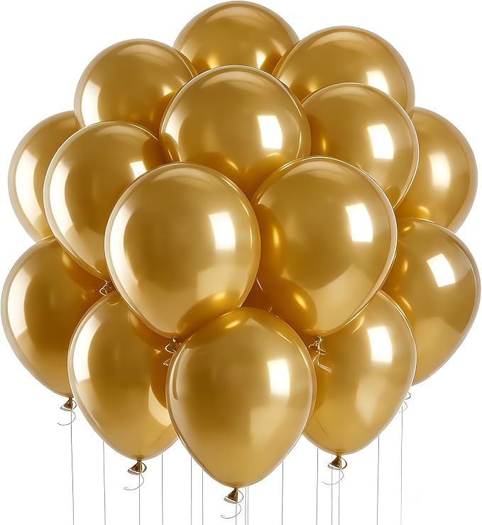 LOLStar Metallic Gold Balloons, 12 inch Latex Round Balloon | Birthday by LOLSTAR