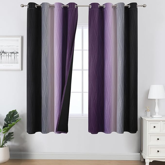 Black and Purple Ombre Blackout Curtains by ESTELARTEXTILER
