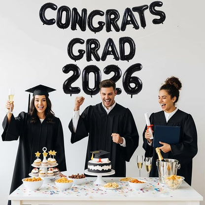 TONIFUL Graduation Balloons 16 Inch Black Congrats Grad Balloons 16 Inch Black - Image 5