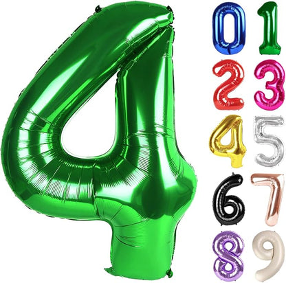4 Balloon - Green Birthday Number Balloons, 40 Inch Decorations Men Women | by ALPHADELTAPI