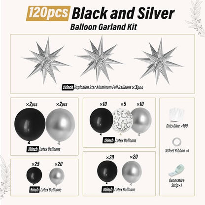 Black and Silver Balloons Garland Arch Kit - Image 2