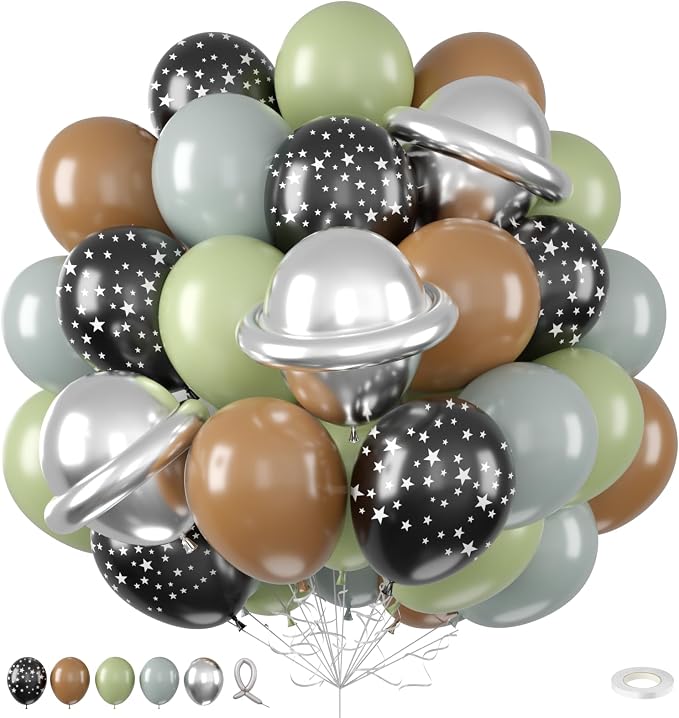 Grey Sage Green Brown Balloons, 12 Inch Olive Green Black Grey Balloons by FunHot