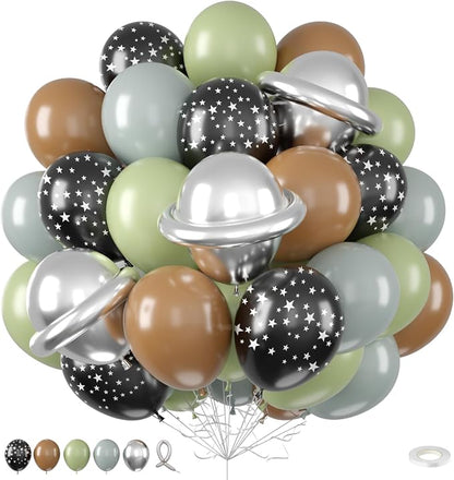 Grey Sage Green Brown Balloons, 12 Inch Olive Green Black Grey Balloons by FunHot