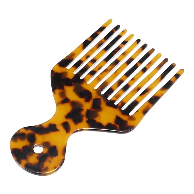 VOCOSTE Wide Tooth, Afro Hair Pick Comb, Hair Styling Tool for Men Women, Plastic, Brown, 4.8 Inch