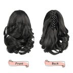 Ponytail Extension, Clip on Ponytails for Women, 9" Claw Clip in Short Curly Wavy Pony Hair Extension for Women - Natural Black
