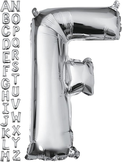 40 inch Silver Letter F Balloon, Big Size Alphabet Foil Mylar Helium Balloons by VHUWE