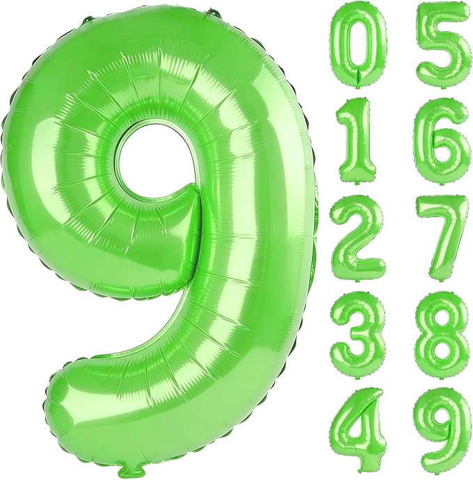 40 Inch Number 9 Balloons for 9th Birthday Party Decorations, 0-100 Fruit Green by FOBELEC