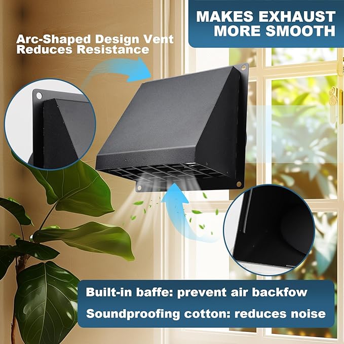 Outdoor Dryer Vent Cover Outside - 4 Inch Stainless Steel Exterior Dryer Vent Cover with One-Way Damper, Weatherproof Fixed Mesh & Noise Reducing Rubber Gasket for Laundry Room, RV