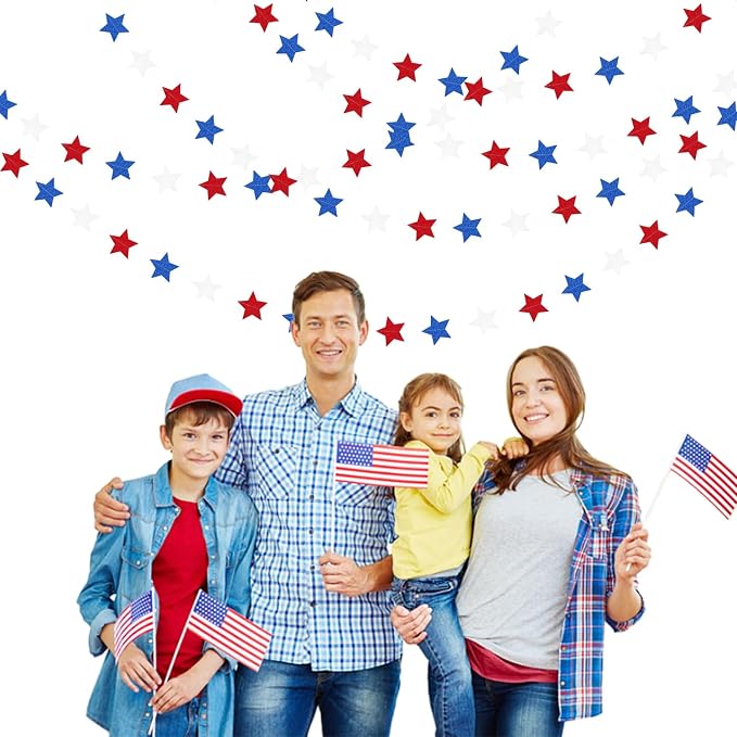 Fourth-4th of July Memorial-Day Party-Decorations - 62ft Patriotic Red-Blue - Image 6