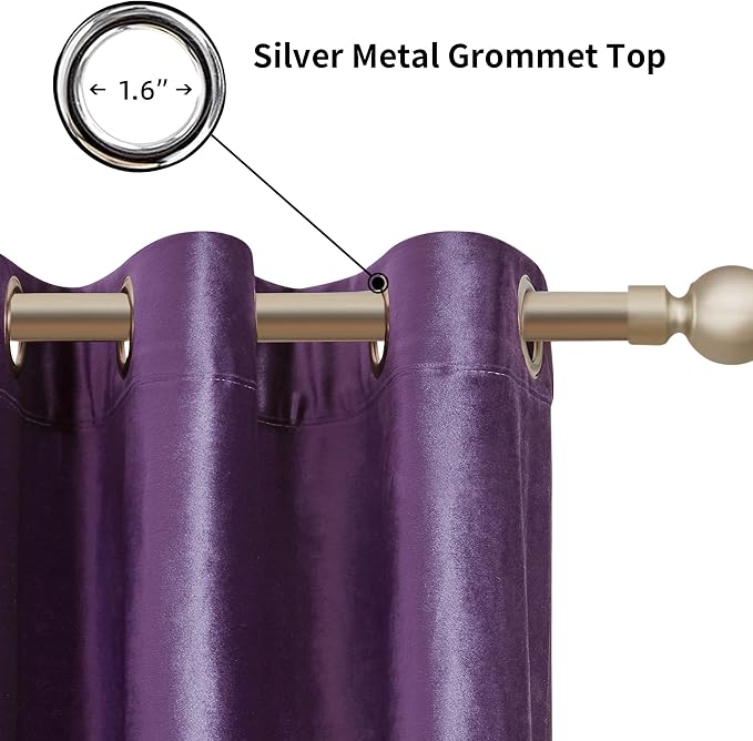 Velvet Violet Purple Blackout Curtains 84 inch Length - Image 2