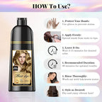 Natural Color Hair Dye Shampoo 3 IN 1, Instant Hair Coloring, Gray Coverage for Men & Women, Beard Dye Vegan Ammonia Free & Paraben-Free, Champú Para Canas Mujer & Hombre (DARK BLONDE)