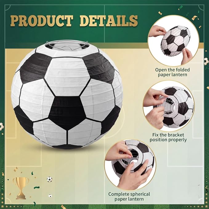 Sets of 6 Soccer Table Centerpiece Decorations 8 Inch Soccer Ball Paper - Image 2