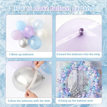 Ice Snow Birthday Party Decorations, Snowflake Balloon Garland Arch Kit | - Image 3