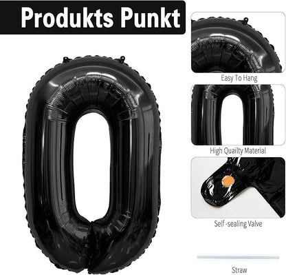Black Number Balloons 50 Balloon Numbers 50th Number Balloon Foil Mylar Party - Image 4