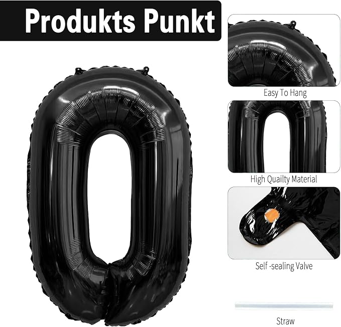 Black Number Balloons 60 Balloon Numbers 60th Number Balloon Foil Mylar Party - Image 4