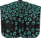 Hairdresser Cape Turquoise Green Glitter Cheetah Leopard Print Black Hair Cutting Gown, Large Long Haircut Apron for Hair Cutting Styling, Haircut Tools