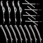 16 Pieces Rhinestone Bobby Pins, Fancy Metal Hair Clips, Crystal Shiny Barrettes, I S X Shaped Diamond Hair Accessories for Women Girls Wedding Prom Party (Silver)