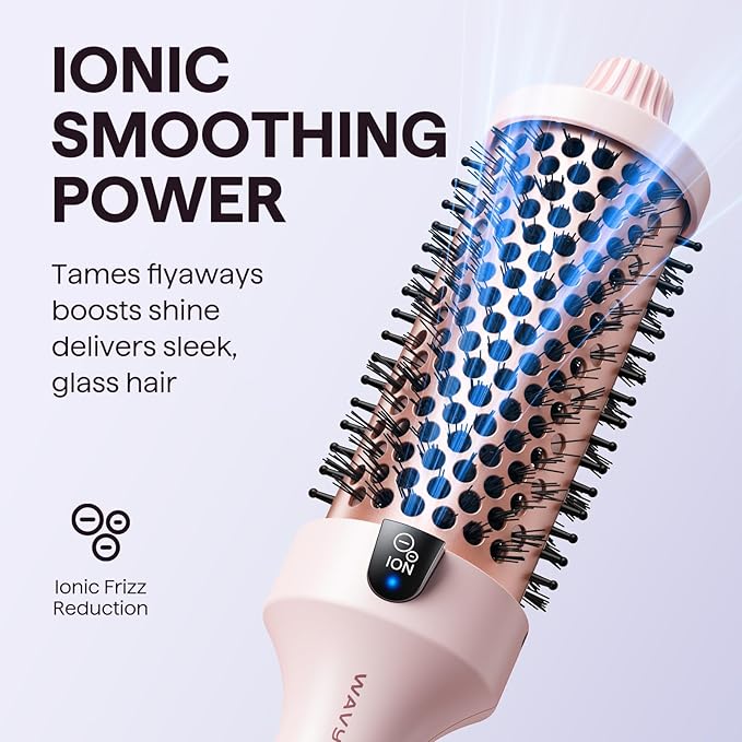 Wavytalk Thermal Brush Blowout Boost Grande, 1.77 Inch Heated Round Brush for Long Hair Blowout, Tourmaline Ceramic Negative Ion Technology Reduce Hair Damage, Dual Voltage Sakura Pink