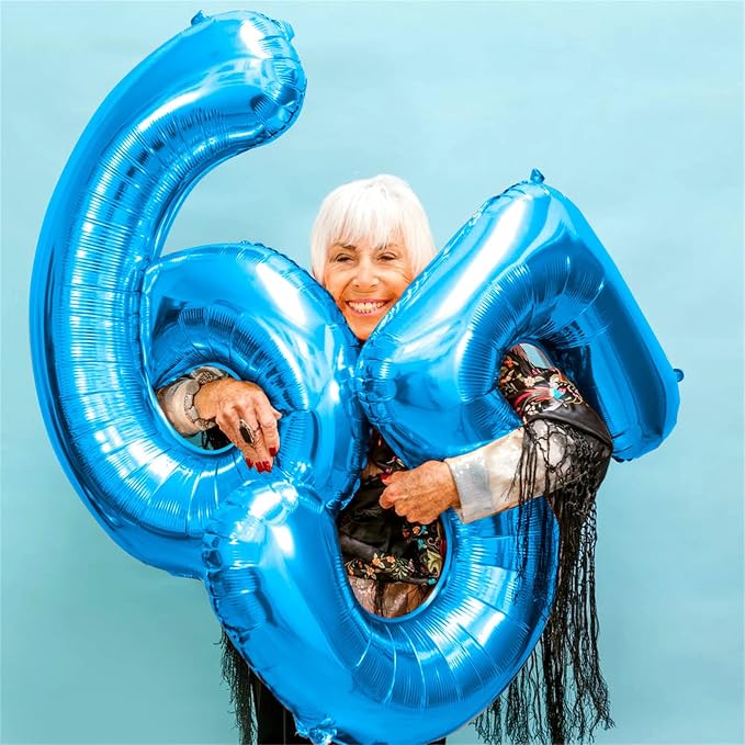 40 Inch Blue Large Numbers Balloons 0-9, Self Inflating Foil Number 6 Helium - Image 3