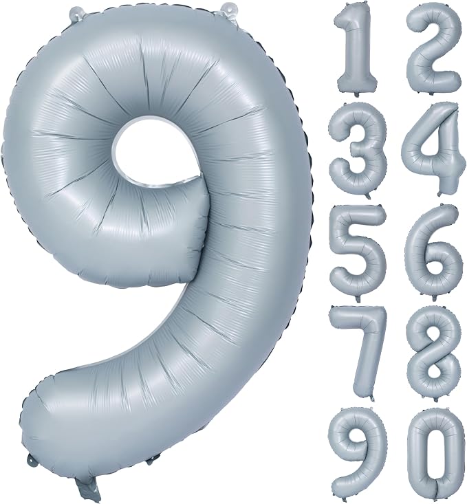 40 In Matte Gray Number 9 Balloons Helium Foil Mylar Balloon Digit 9 | by Exquisitehighqualitypartydecorationstomeetyoureveryneed%EF%BC%81