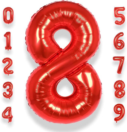 AULE 40 Inch Red 8 Balloon Number Foil 0-9 Birthday Big Numbers | Birthday by AULE