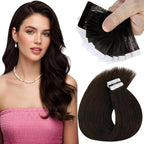 Sunny Hair Tape in Hair Extensions Real Human Hair Invisible Remy Hair Extensions Tape ins for Women Darkest Brown 20 inch 25G
