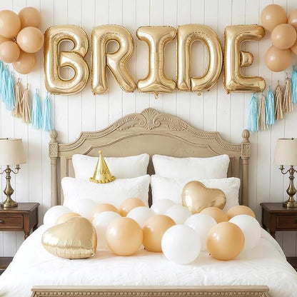 40inch Champagne Gold BRIDE Letter Balloons, Giant Light Gold Bride Foil Helium by Dagelar