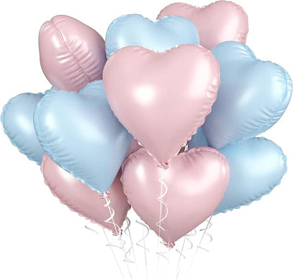 Pink Blue Heart Balloons, 18 Inch Pastel Blue Pink Foil Balloons, 18 Inch Light by BIAPIAN