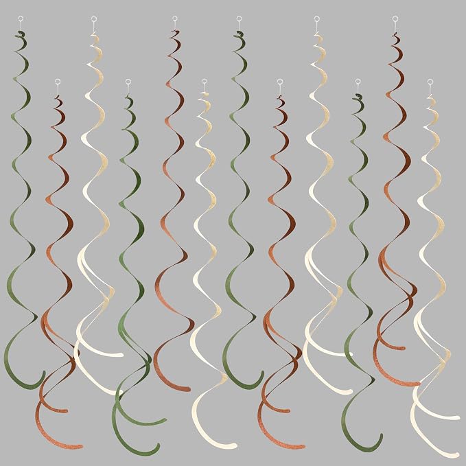 36 Pcs Jungle Hanging Swirl Decorations Sage Green Brown Beige Felt Swirl by pinkblume