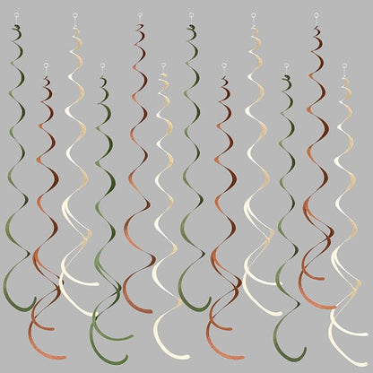 36 Pcs Jungle Hanging Swirl Decorations Sage Green Brown Beige Felt Swirl by pinkblume
