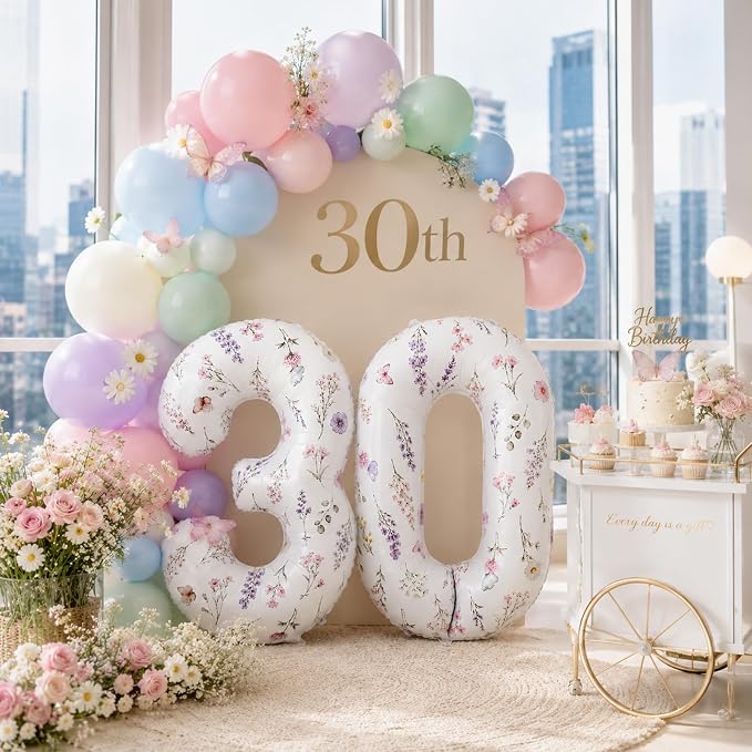 Flower Number 30 Balloons for Wildflower 30th Birthday Party Decorations | 40'' - Image 7