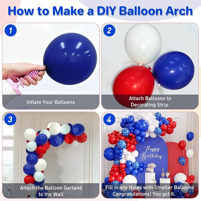 Red White Blue Balloon Arch Kit - Image 3