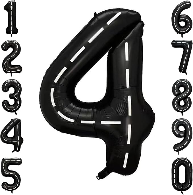 Black and White Stripes Number 4 Balloon 40 Inch, Foil road sign Numeral | by Unknown