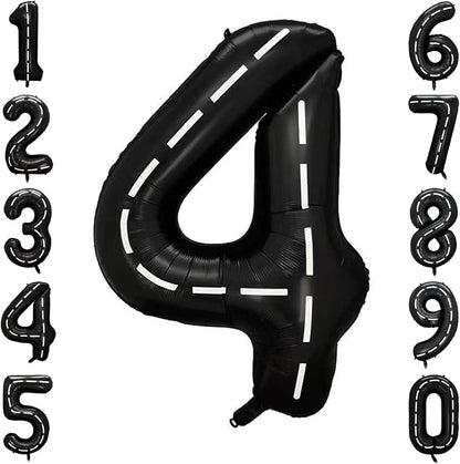 Black and White Stripes Number 4 Balloon 40 Inch, Foil road sign Numeral | by Unknown