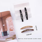 16 PCS Snap Hair Clips Metal Barrettes for Women Non Slip Barrettes for Thick and Thin Fine Hair,Bright Black Brown Beige,2.36 x 0.43 Inches.