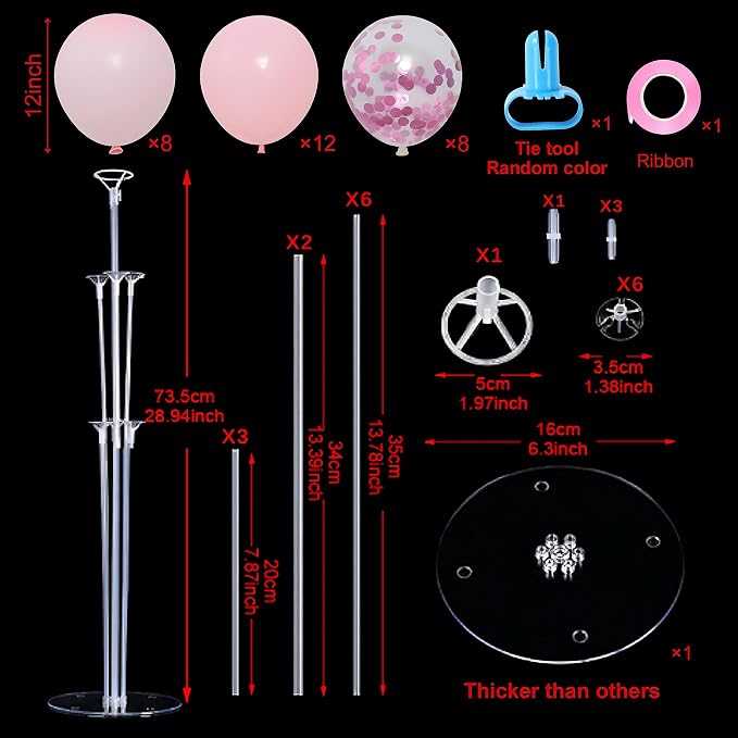 4Set Pink Birthday Party Decorations, Light Pink Balloon Stands - Image 5