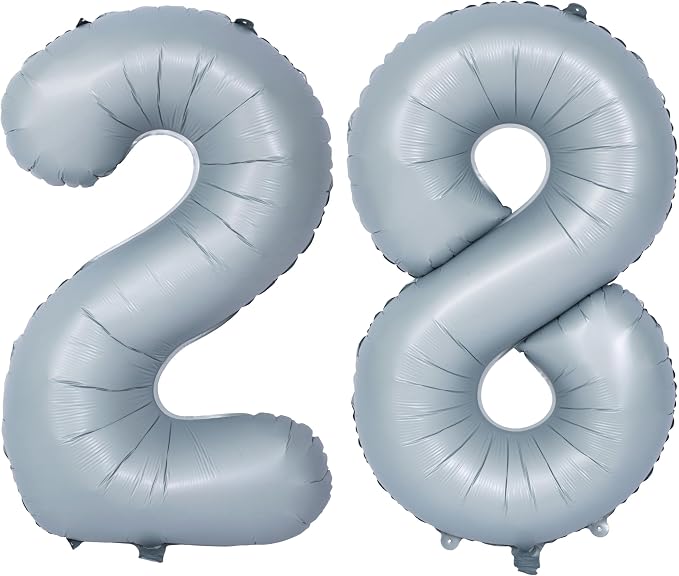 40 In Matte gray Number Balloon Helium Foil Mylar Birthday Balloon Digit 28 | by Exquisitehighqualitypartydecorationstomeetyoureveryneed%EF%BC%81