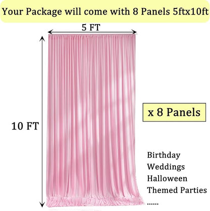 40ft x 10ft Wrinkle Free Baby Pink Backdrop Curtains - Image 5