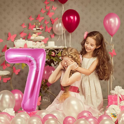 Pink Number Balloons, Large Hot pink Number 7 Balloon 40 Inch Pink 7 Balloon - Image 3