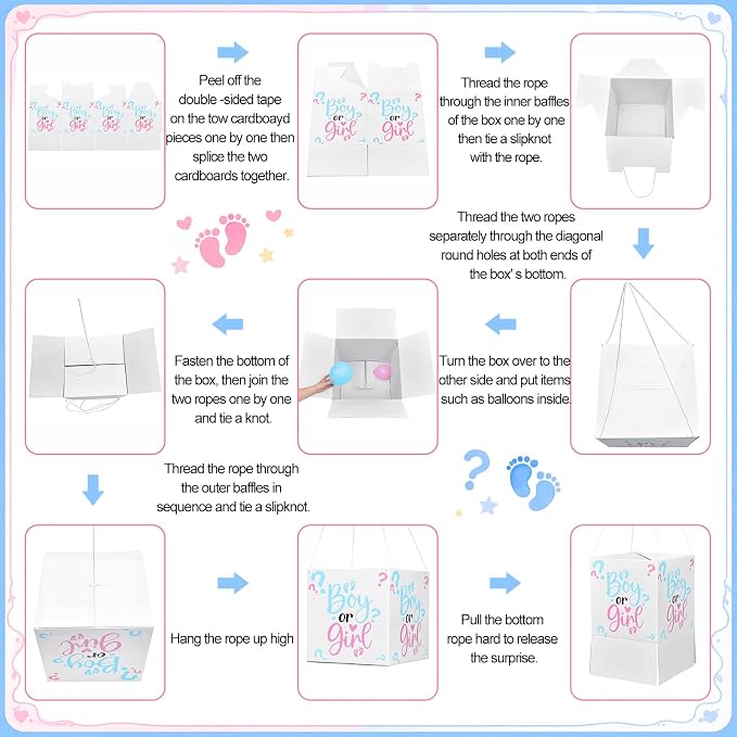 23 Pcs 20 Inch Jumbo Gender Reveal Balloon Drop Box Kit - Image 3