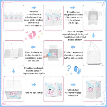 23 Pcs 20 Inch Jumbo Gender Reveal Balloon Drop Box Kit - Image 3