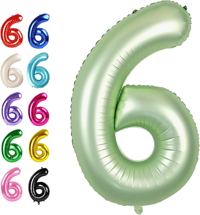 Oliver Green Number 6 Balloon 40 inch, Birthday Party Balloons Decorations | by Upgesy